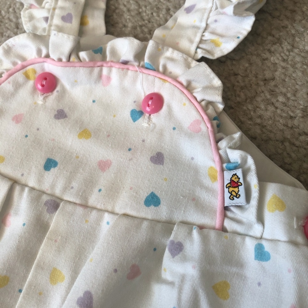 Vintage Winnie The Pooh Baby Romper Heart Print Made In USA Size M (28-32 Lbs) - Picture 4 of 11